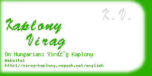 kaplony virag business card